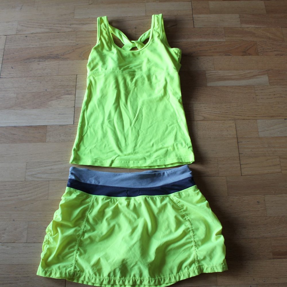 KYODAN ATHLETIC TANK TOP P / S PURPLE W MATCHING SKORT M YELLOW